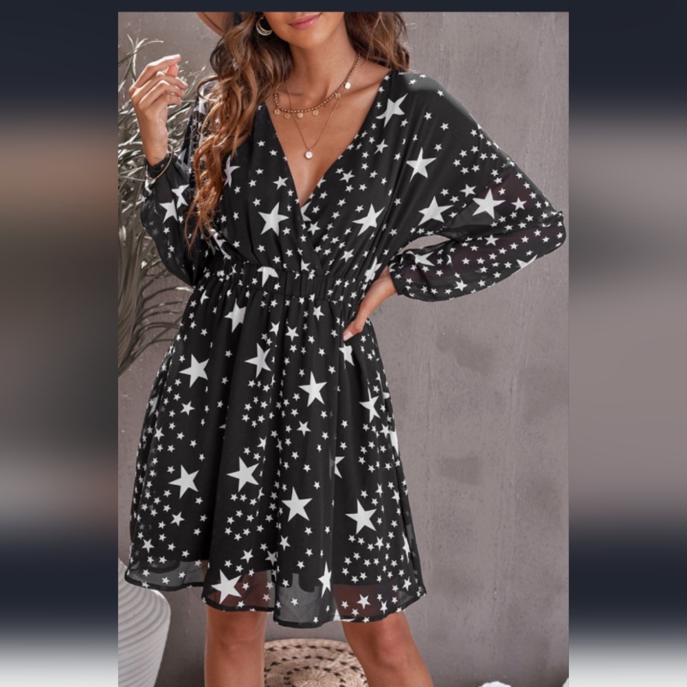 V Neck Star Tunic Dress